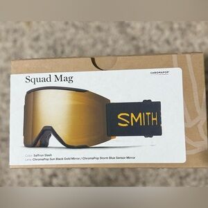 SMITH Squad Mag Goggles with Saffron Slash and Gold Lens